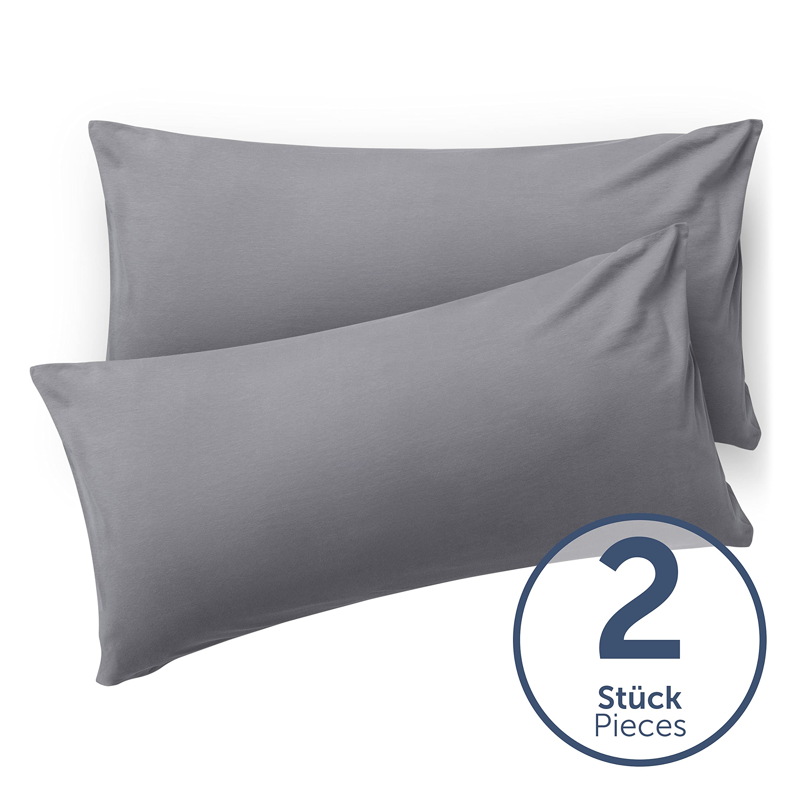 Blumtal Grey Pillow Cases 2 Pack - Soft Brushed Microfibre Pillowcase with Envelope Closure, 50 x 80 cm - Image 2