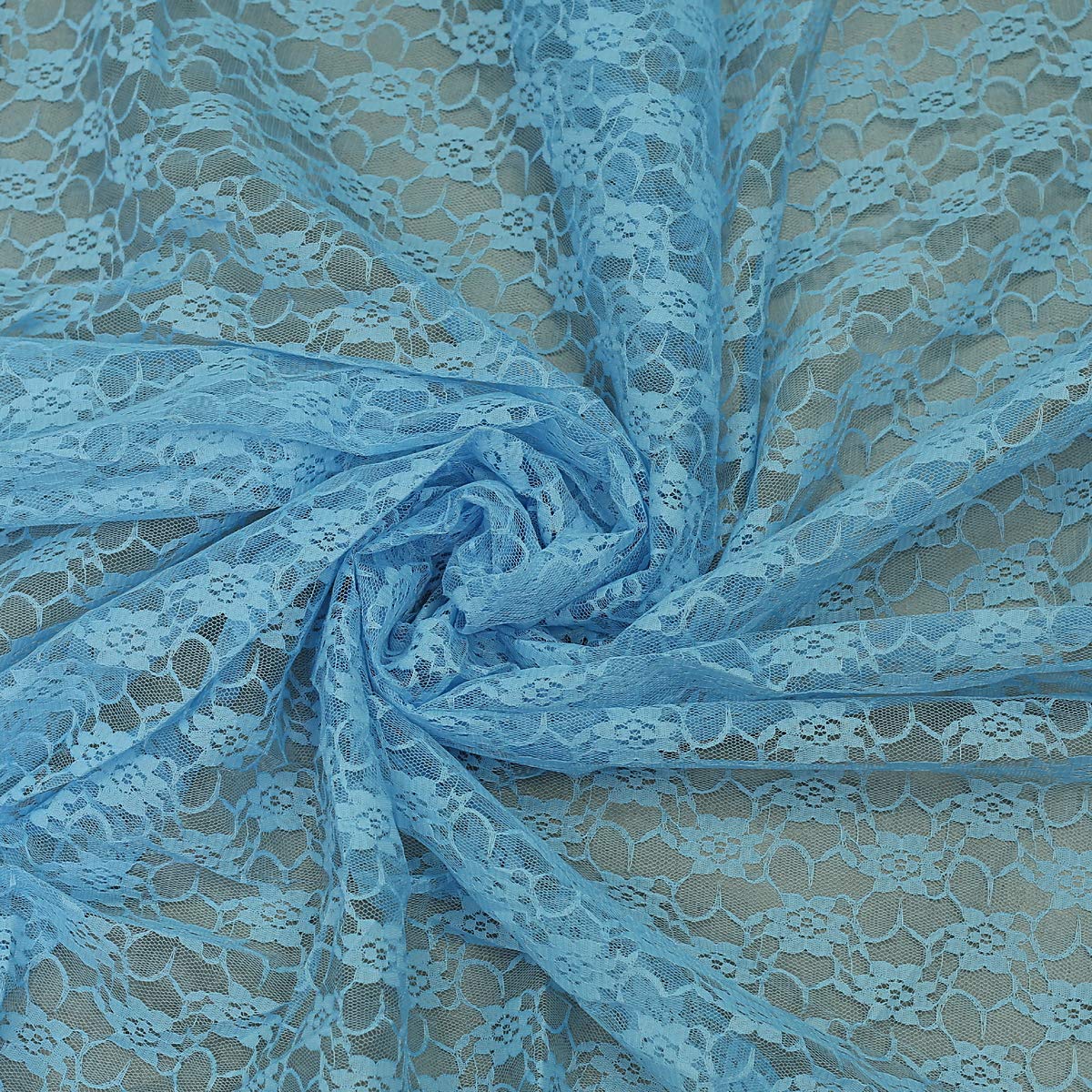 mdsPack of 5 Yard Bridal Solid Raschel Lace Fabric, Vintage Lace Fabric Bolt for Wedding Dress,Fashion, Crafts, Decorations Lace Trim Fabric 55” Width- Baby Blue