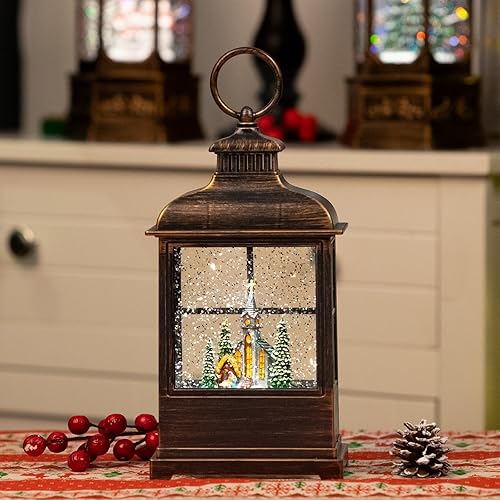 Miniatura 5 de Globos de nieve de Navidad, música cardenal, farol de agua, decoraciones navideñas, regalos para familiares, niños o amigos