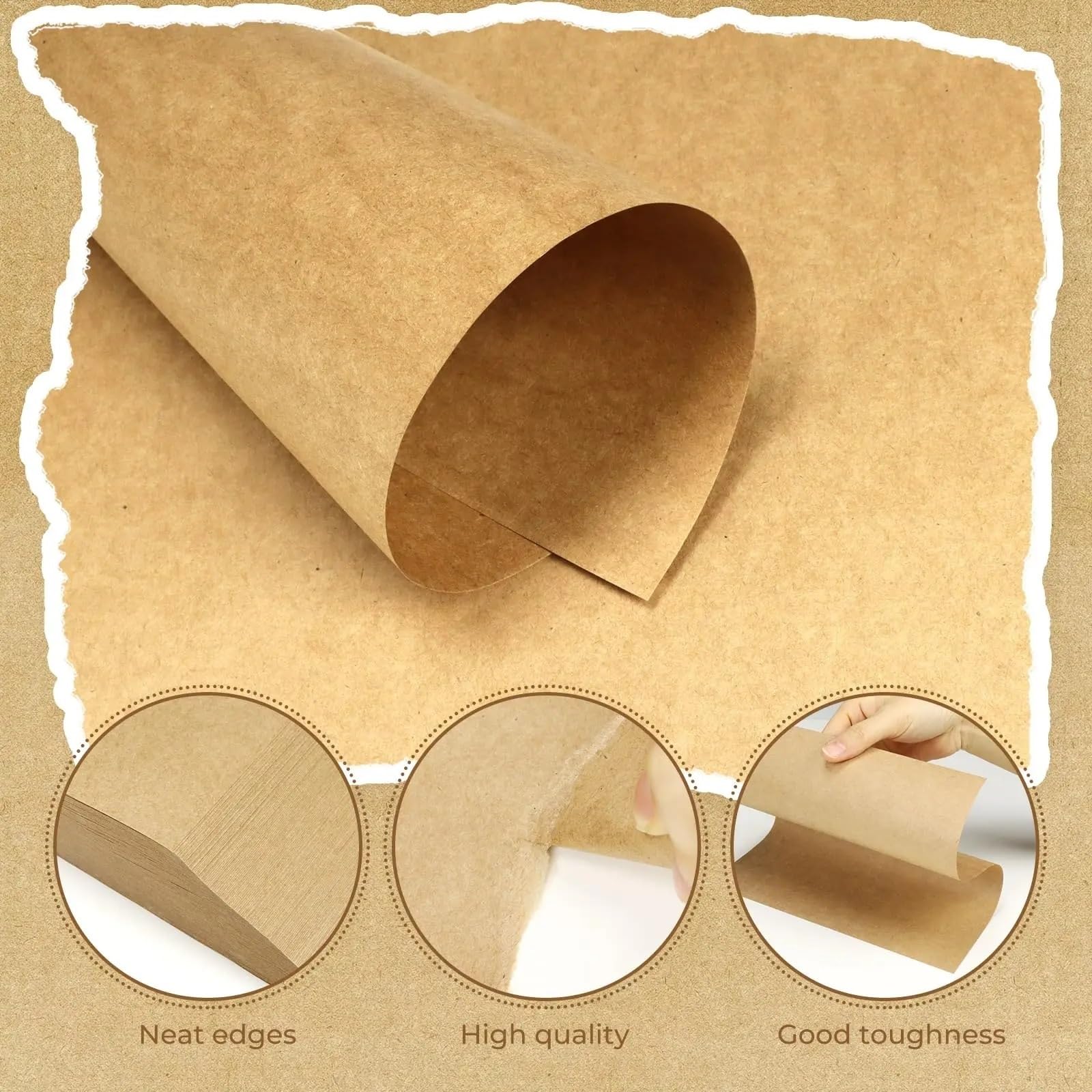 Papier Kraft Papier Kraft Papier à Lettre Brun Vintage Papier à Lettre Manuscrit Papier Kraft Imprimé(50x40cm 20pcs)