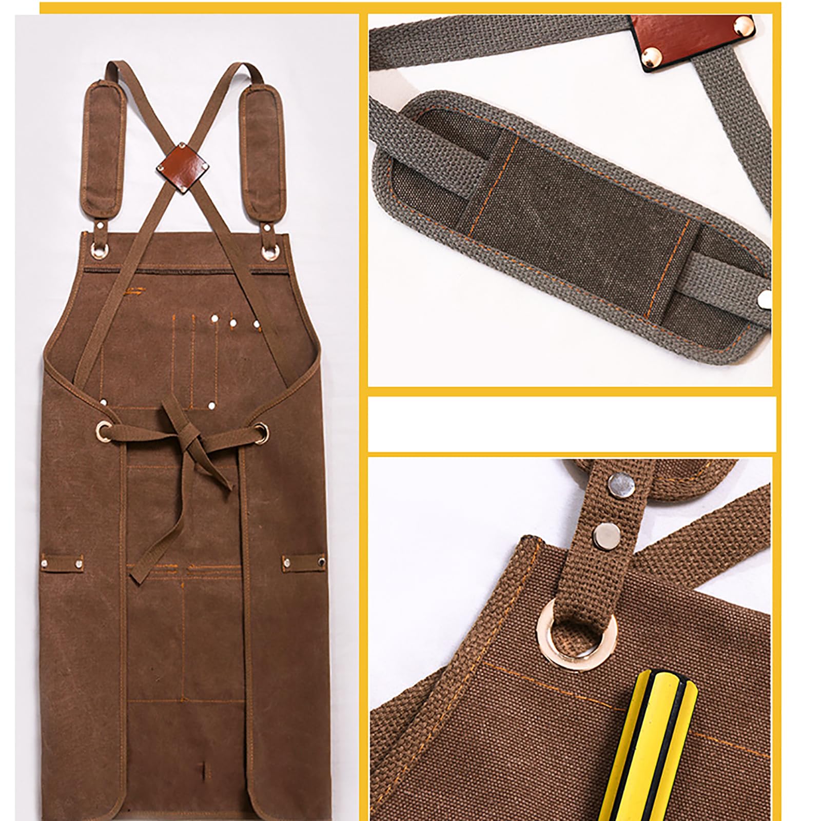Leinwand Schürzen Mit Tasche Werkzeug Werkstatt DIY Zuhause/Garten Taille/Hals Einstellbar Riemen Arbeitsschürzen Männer, FrauenGrey,One Size