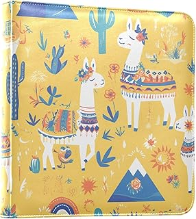 Álbum de fotos de alpaca de dibujos animados de piel sintética, color amarillo, para fotos de todos los tamaños, páginas autoadhesivas