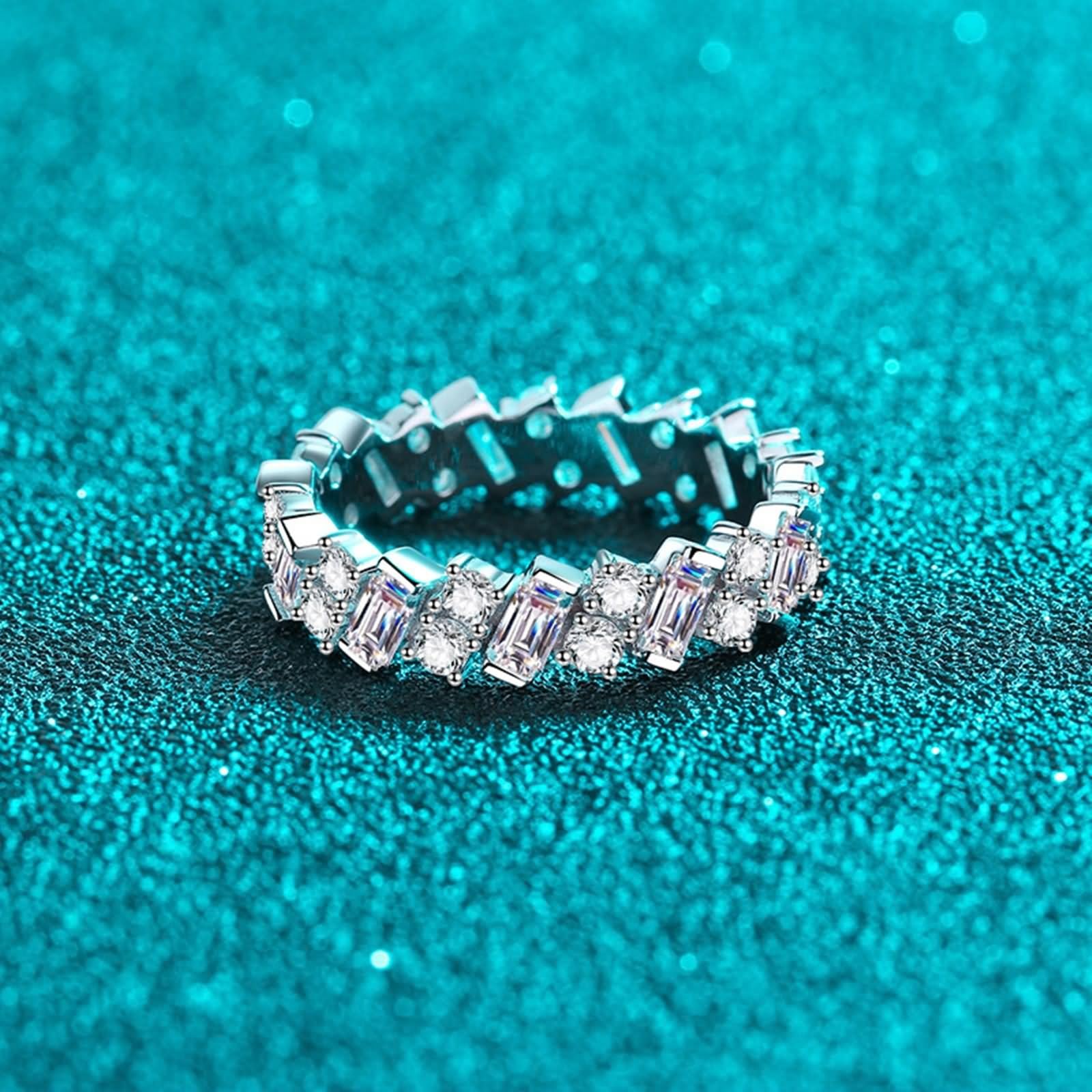 Anello di fidanzamento semplice, in oro bianco 925, rotondo, quadrato, eternità, regalo di nozze per donne