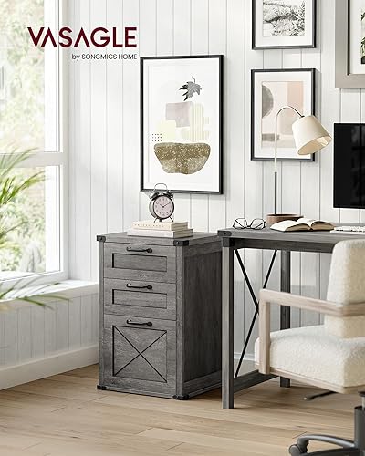 Miniatura 61 de VASAGLE UOFC054T41 - Archivador con 3 cajones, soporte para impresora, tamaño A4, tamaño carta, carpetas de archivos colgantes, estilo moderno