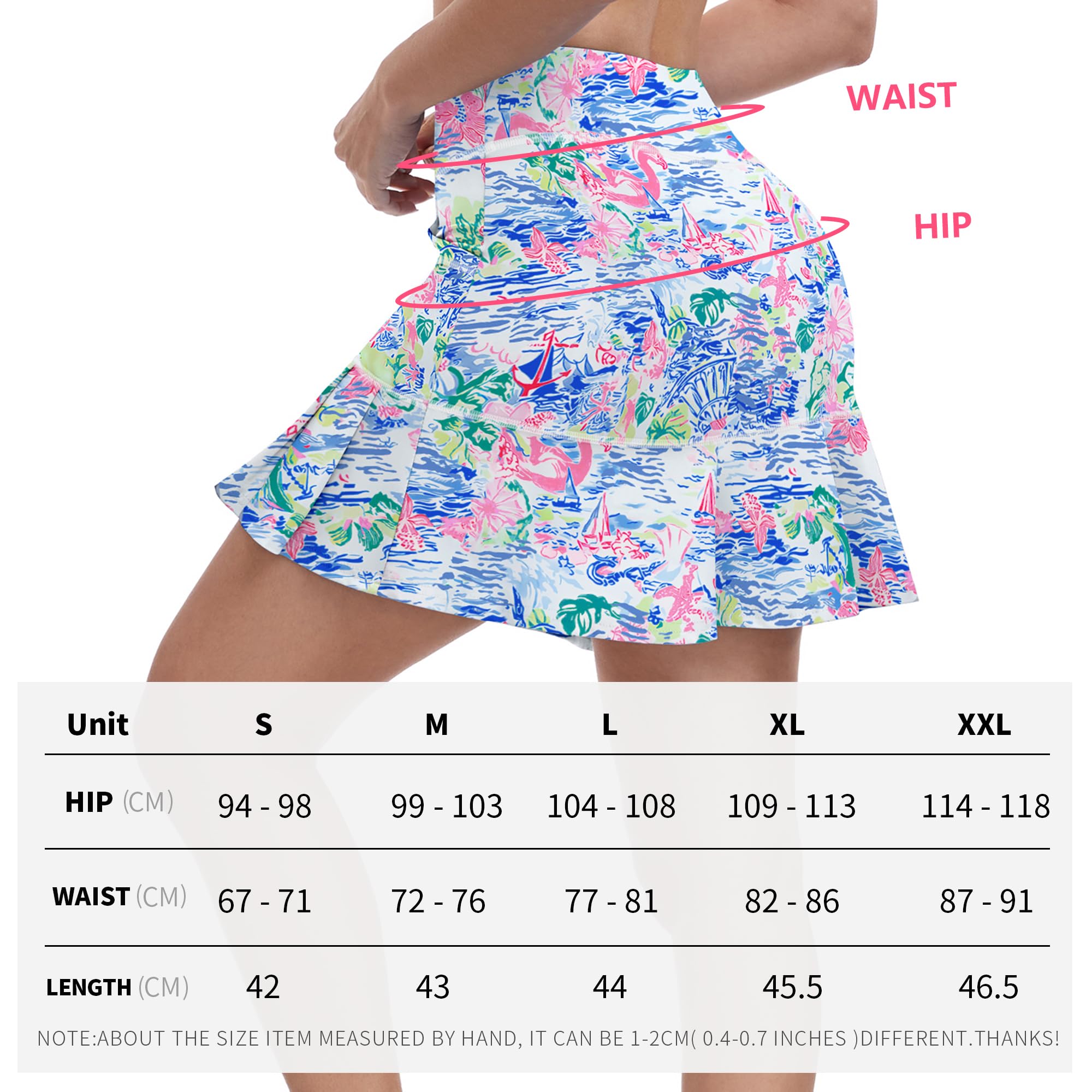 WOWENY Jupe Short Femme Sport avec Poche,Jupe de Tennis Femme,Mini Skorts 2 en 1 Haute Taille Jupe Short de Golf Légère Elastique Casual pour Randonnée Badminton S-XL