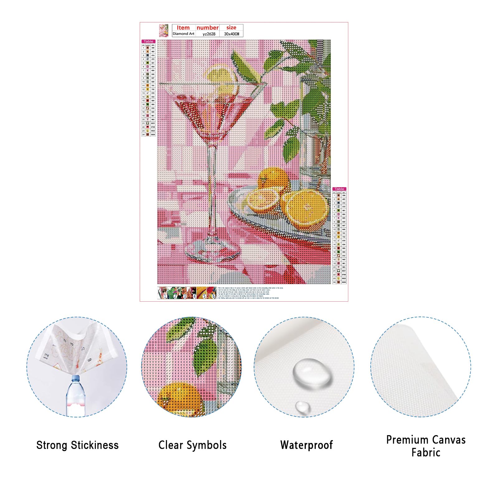 SHEGZHUC Diamond Painting per adulti, cocktail, limone, 30 x 40 cm, pittura con diamanti per bar, cucina, champagne, vino, mosaico, ricamo a punto croce, idea regalo, decorazione da parete per camera