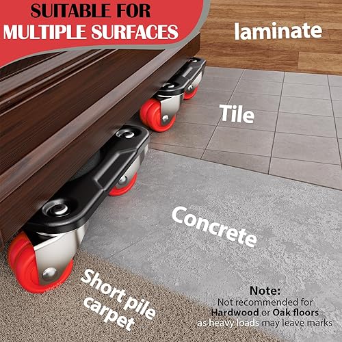 Miniatura 4 de ONEON - Furniture Mover Ultra, movedor de muebles con 8 ruedas, para mover objetos pesados, plataforma de perfil bajo con ruedas dobles, paneles de