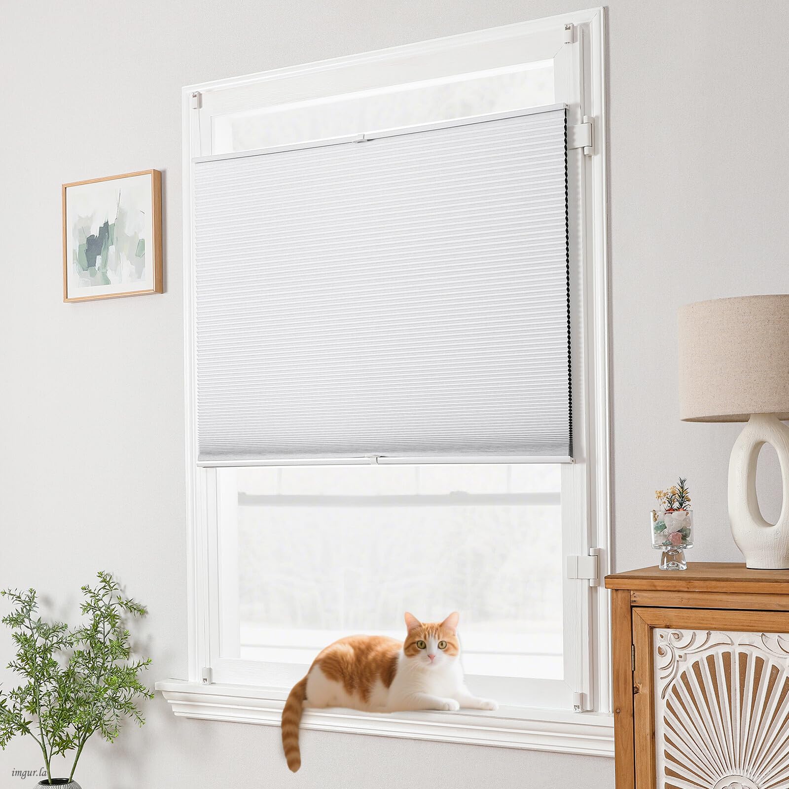 Joydeco Wabenplissee ohne Bohren Verdunklung Thermo Klemmfix Zweifarbig Grau B120 x H150 cm, Plisseerollo Sichtschutz Sonnenschutz & Schallschutz für Fenster & Tür