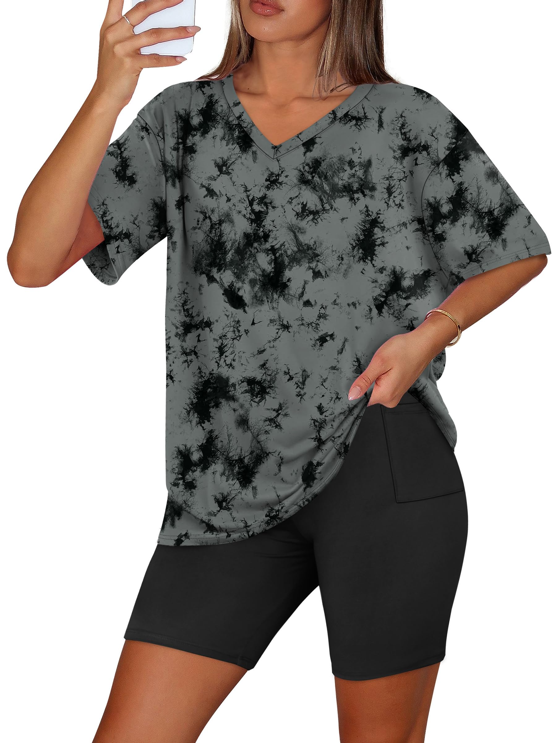 2 Piece Lounge Sets for Women Summer Oversized Tshirts Biker Shorts Casual Airport Vacation Outfits