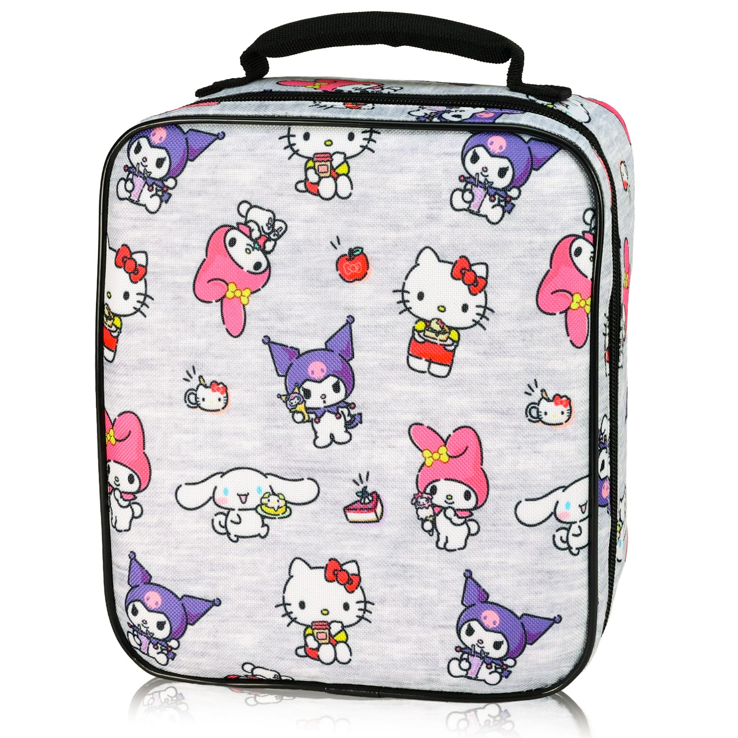 Hello Kitty und seine Freunde Lunch-Tasche für Mädchen – Paket mit SANRIO Lunchbox mit My Melody, Kuromi, Cinnamoroll plus Aufklebern, Wasserflasche | Hello Kitty-Lunchbox für Kinder, Mädchen