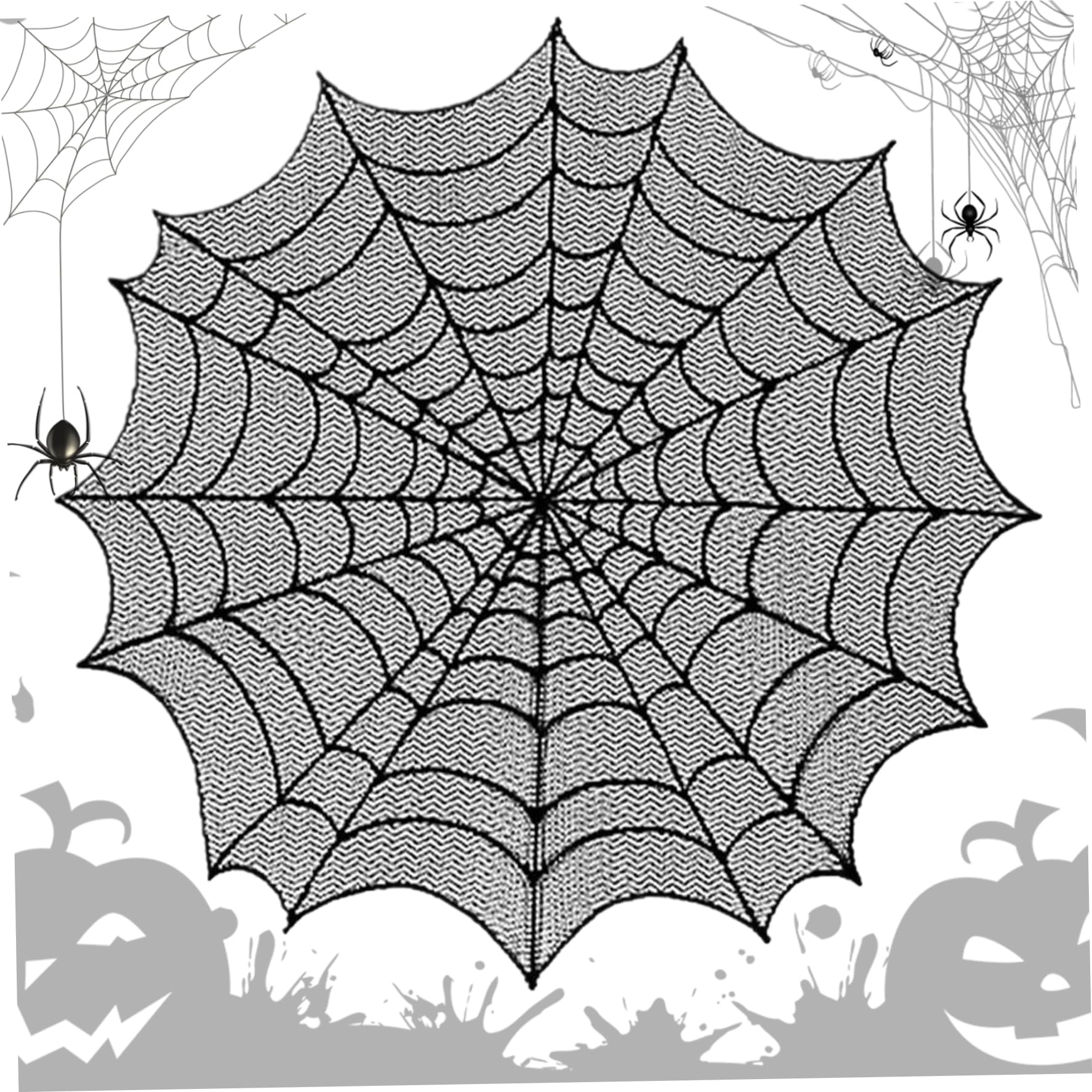 Wedhapy Spiderweb Tablecloth Halloween Spiderweb Tablecloth, 50 Inch Hollow-Out Black Lace, Washable Halloween Table Cloth for Party, Easter, Fireplace