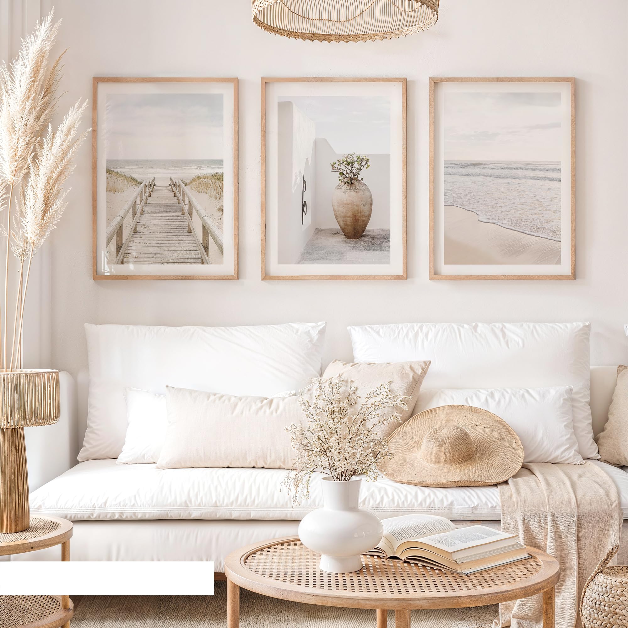 OHBIMBA® Set De 3 Cuadros Decoracion Salon Modernos Con Laminas Decorativas Pared Decoracion Marinera - Cuadros Decorativos Decoracion Pared - Lienzos Decorativos Tamaño 50 X 70 cm - Colección Playa