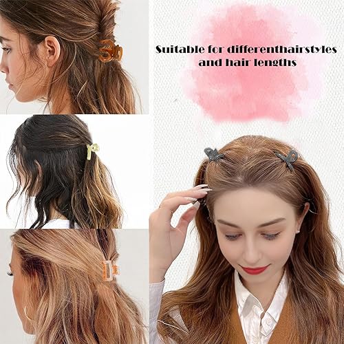 Miniatura 10 de LifeDawn Pinzas para el cabello para mujer, 12 piezas de dientes rectangulares mate de doble fila, pinzas pequeñas para cabello fino o mediano,