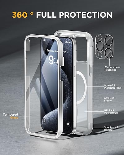 Miniatura 2 de Miracase Funda magnética para iPhone 15 Pro Max de 6.7 pulgadas compatible con Magsafe Funda de cuerpo completo a prueba de caídas para iPhone 15