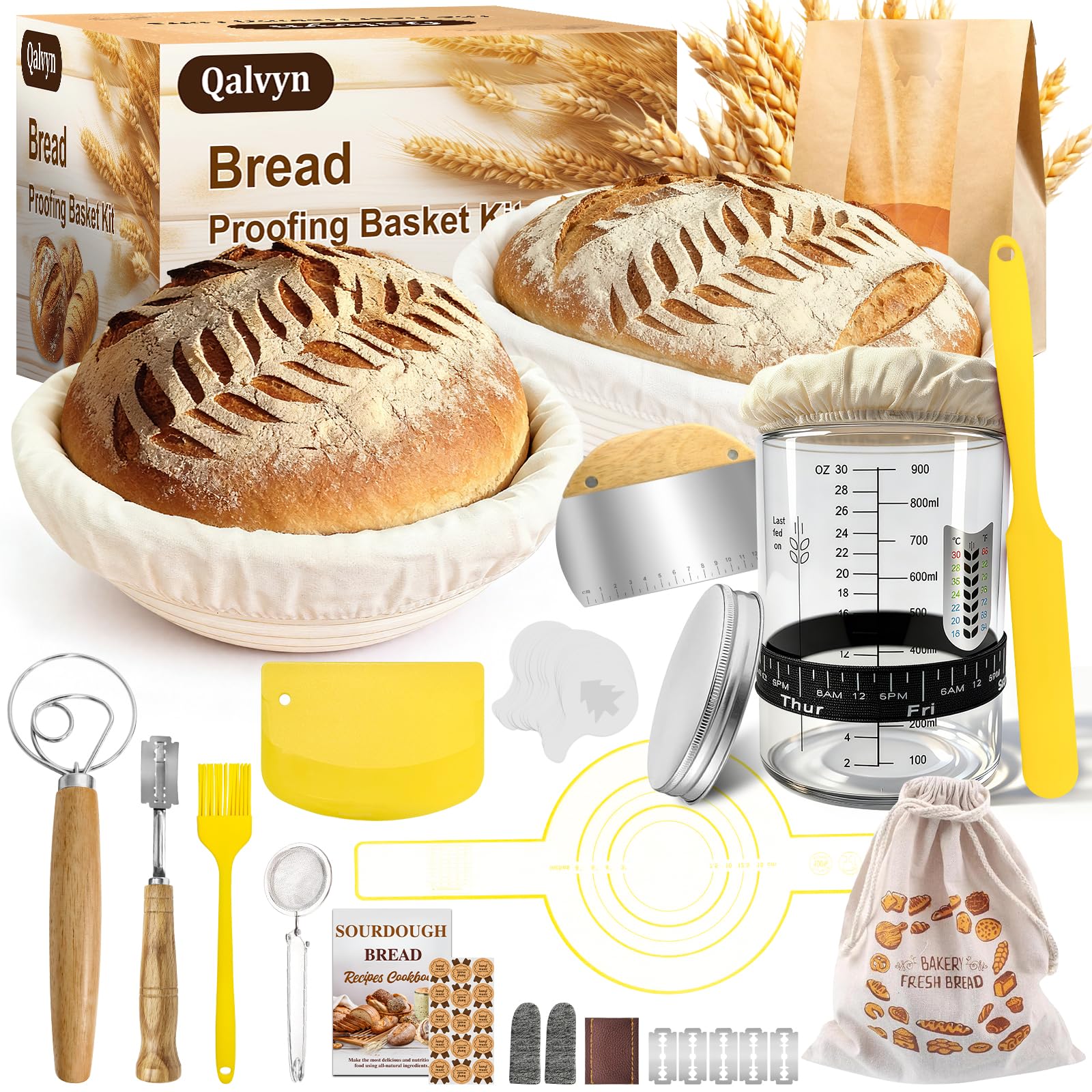 Qalvyn Sourdough Starter Kit with Basket