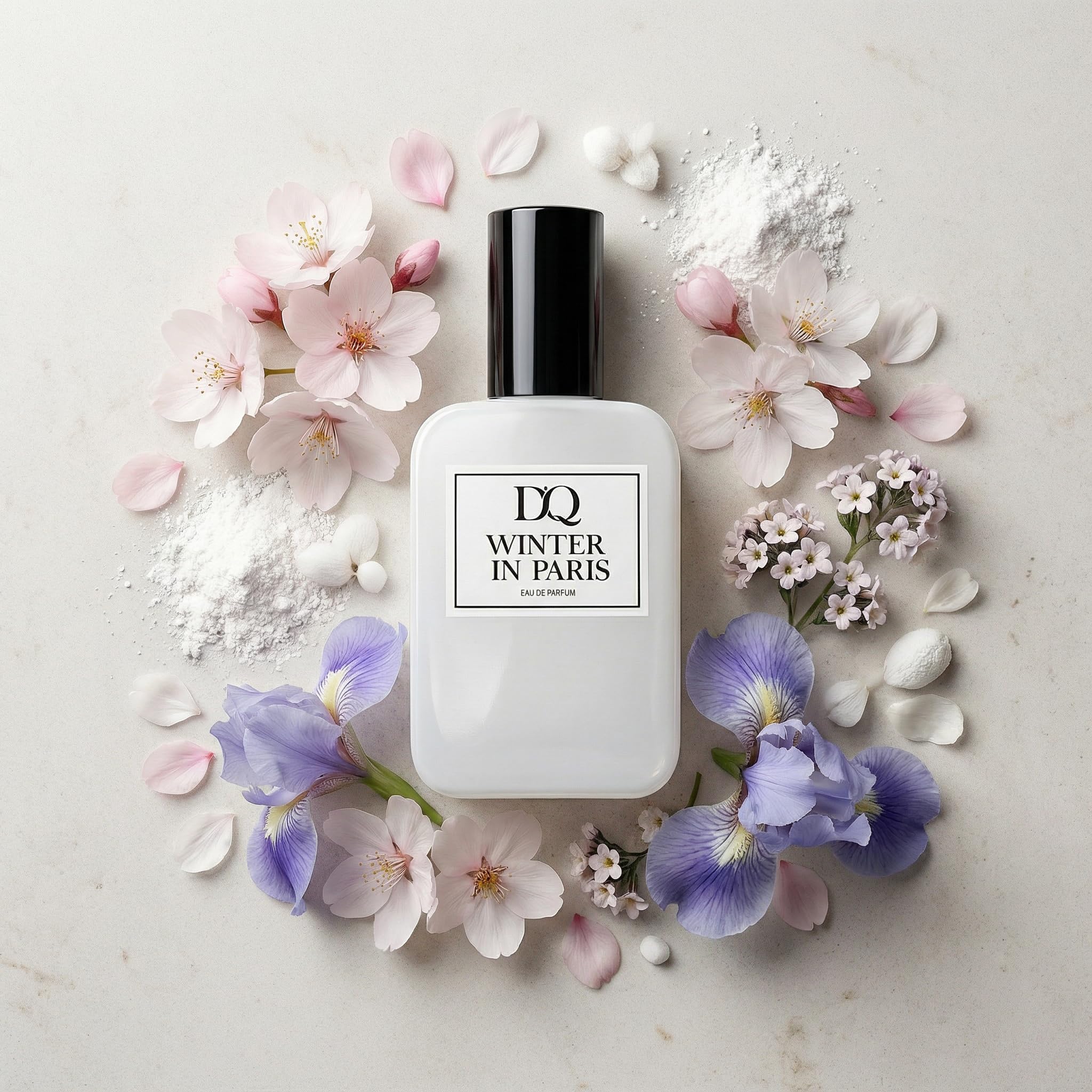 D’QAR WINTER IN PARIS | Eau de Parfum Damen – Pudriger Damenduft mit Kirschblüte, Iris & Moschus – Cremig, clean & elegant – 50 ml