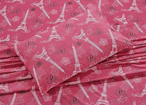 Miniatura 3 de Luxury Home Colección - Juego de ropa de cama de 7 piezas tamaño Queen para niños, adolescentes y niñas, con sábanas, flores, torre Eiffel, flores,