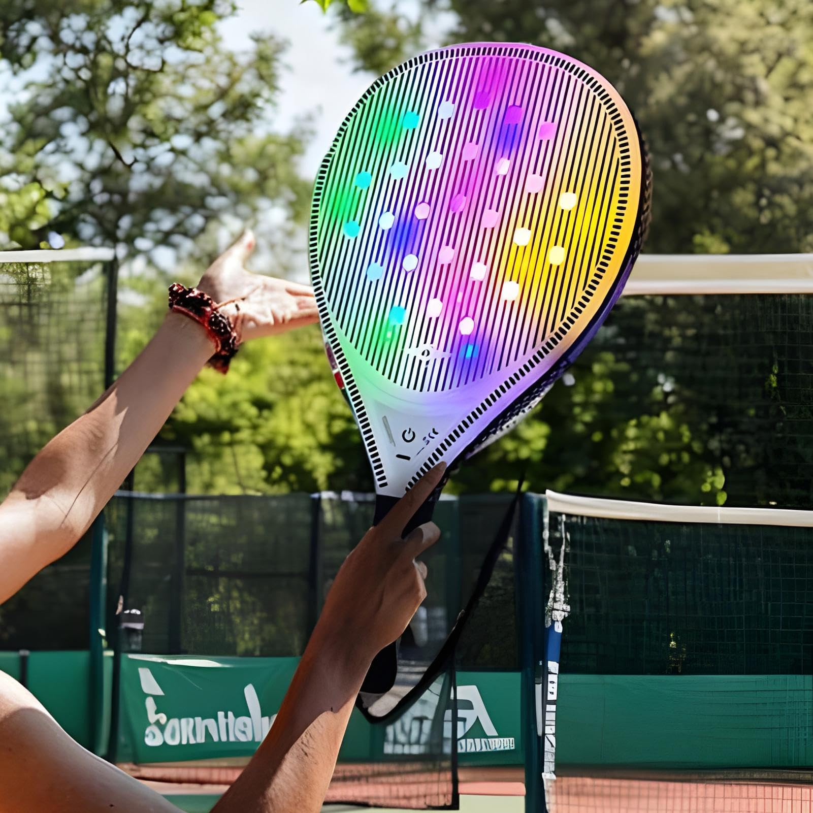 Racchetta da Tennis per Donne Set Di Pagaia Da Spiaggia Luminosa USB | Sportivi per Paddle in Fibra di Carbonio con 2 Palline per Adulti e Bambini, Allenamento e Viaggio