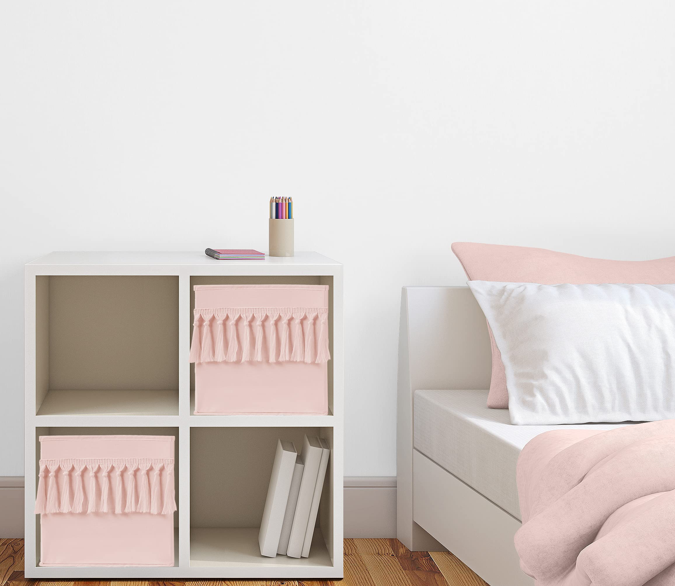 Sweet Jojo Designs Boho Desert Sun Storage Cubes – Set Of 2 Foldable Fabric Bins (Blush Pink/Mauve) - View #5