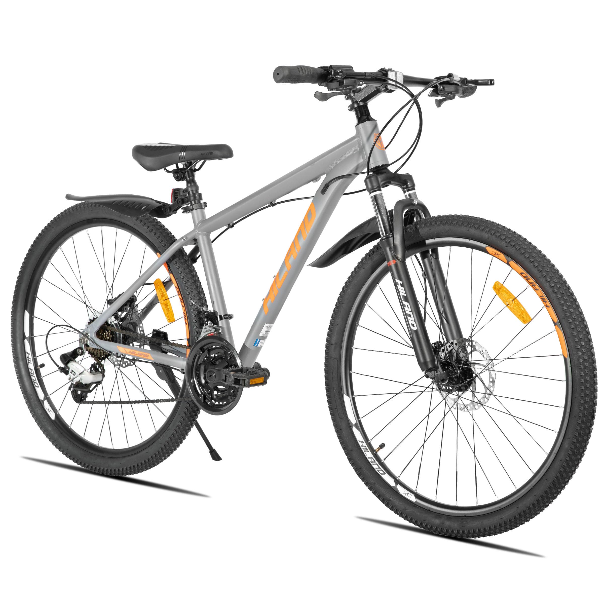HILAND Bedrock rower górski 27,5 cala, 24 prędkości, aluminiowa rama, hydrauliczne hamulce tarczowe, widelec amortyzowany, MTB unisex mężczyźni kobiety, szary