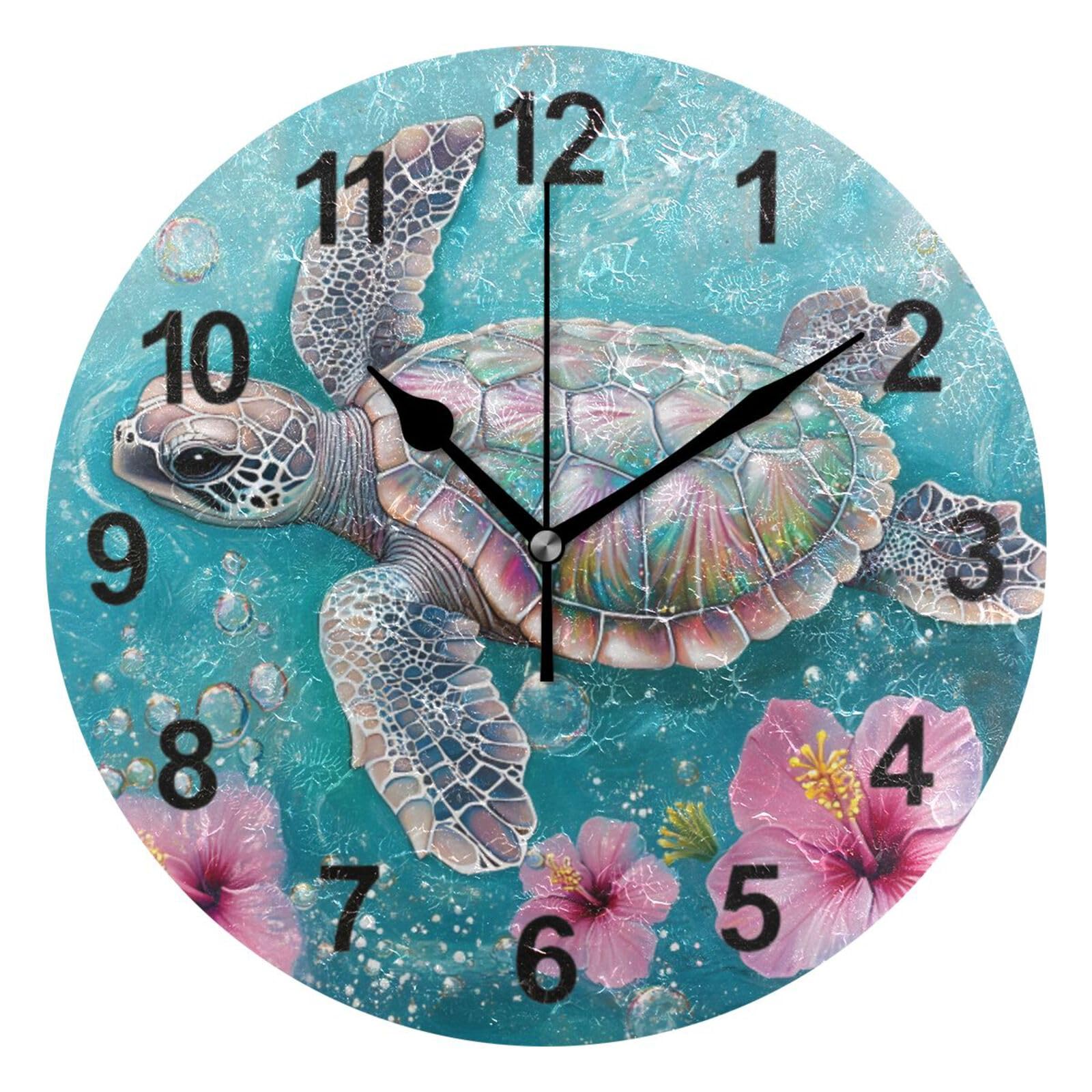 Horloge murale anti tic-tac tortue rose : la solution silence pour cuisine et bain
