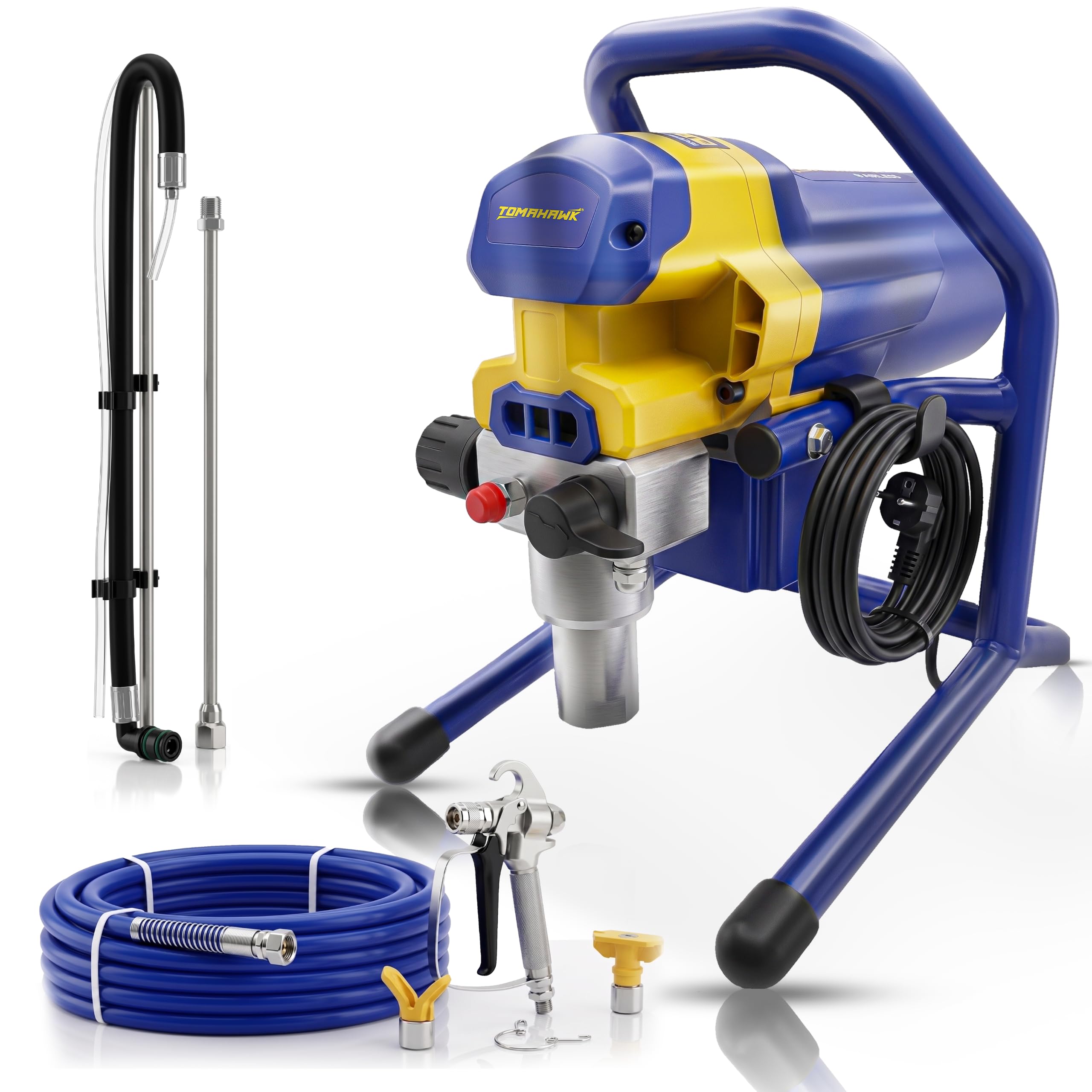 TOMAHAWK® APS-9470 1800W Airless Paint Sprayer Machine 3000 PSI High Pressure 2.0 L/Min Flow Rate 519 Multipurpose Nozzle 100% Copper Motor Supports Water & Oil Based Paint Professional Paint Sprayer