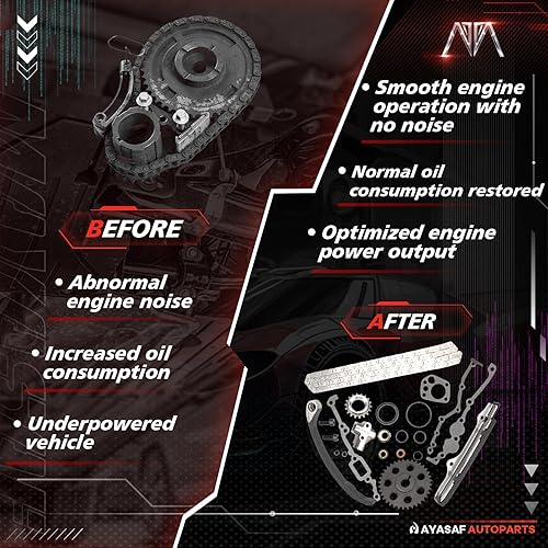 Miniatura 6 de Kit de cadena de distribución MAYASAF para motor Nissan 1990-94 D21/ 95-97 PICKUP/ 89-90 240SX/ 90-92 Stanza/ 90 Axxess, motor KA24E 2.4L L4