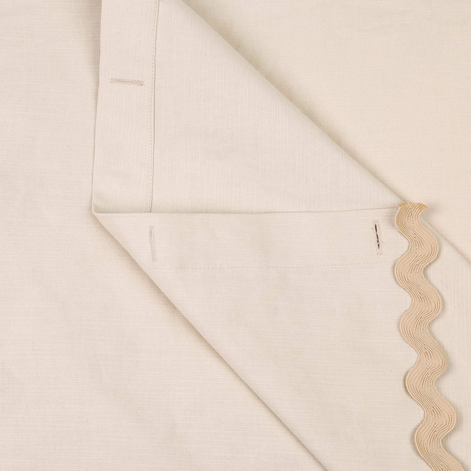 YINFUNG Scalloped Shower Curtain Beige Linen Cotton Bathroom Curtains Textured Thick Heavy Duty Cloth Hotel Rustic Girly Neutral 72x72