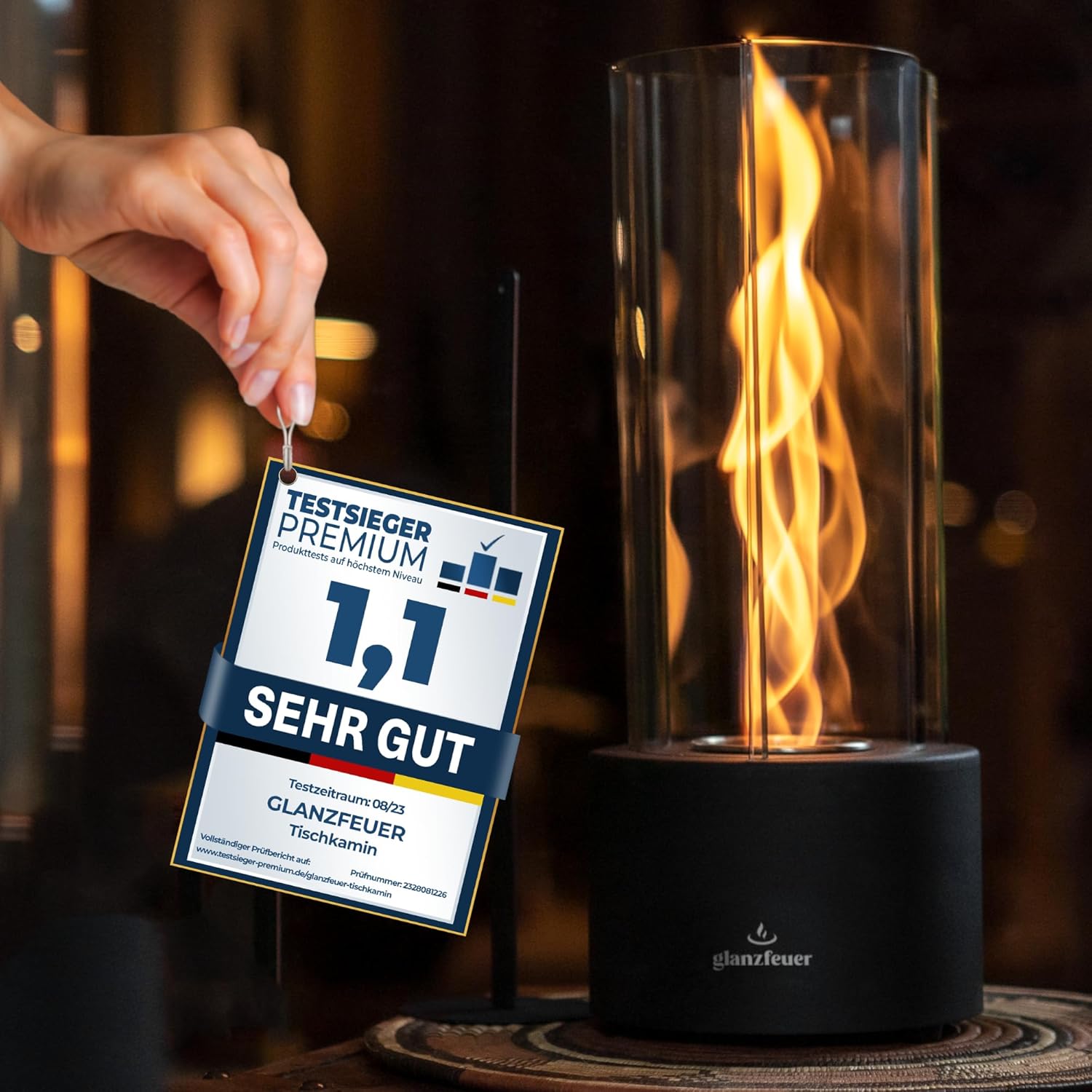 glanzfeuer® Tornado Tabletop Fireplace for Indoor and