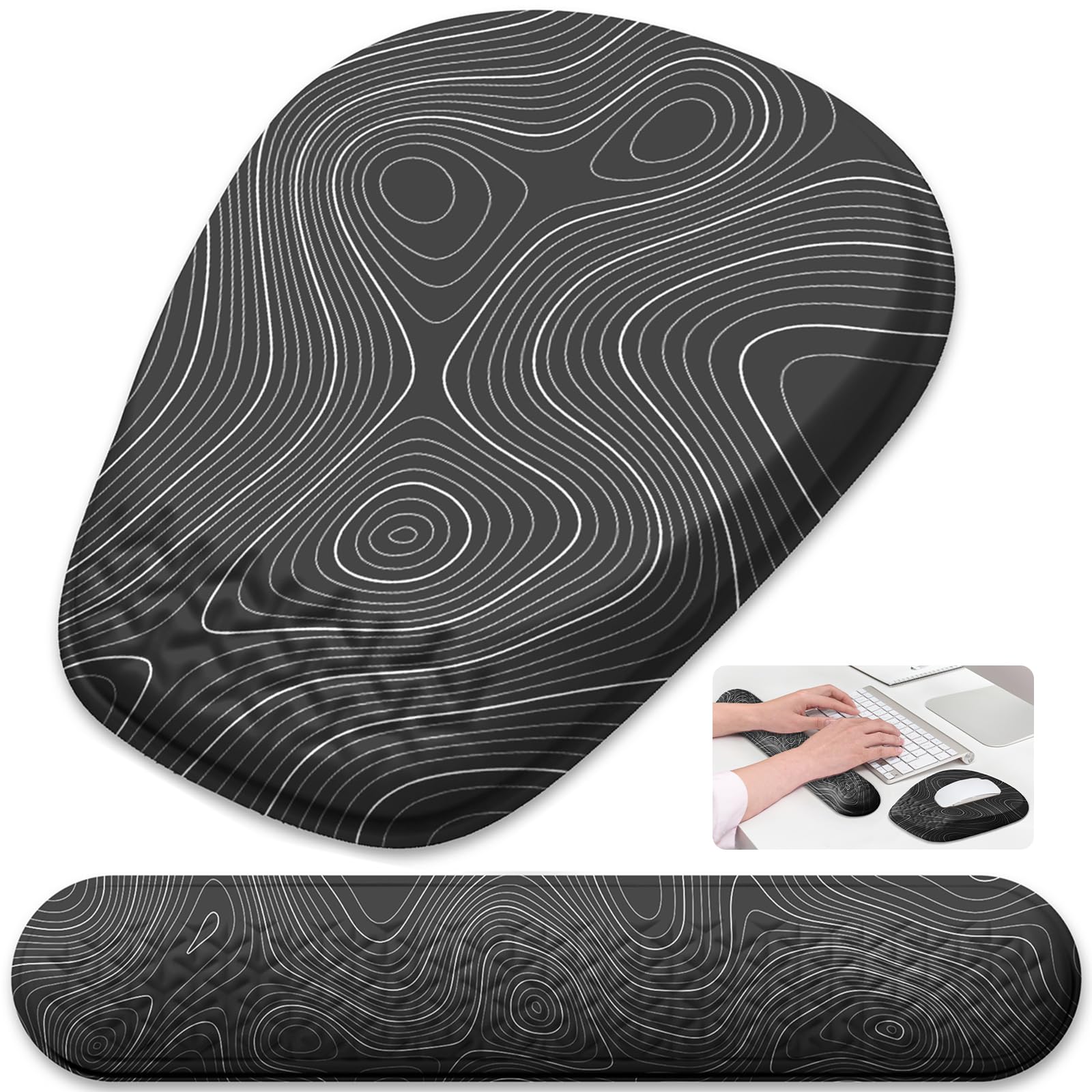 LaokiiyMouse Pad with Wrist Rest，Black White