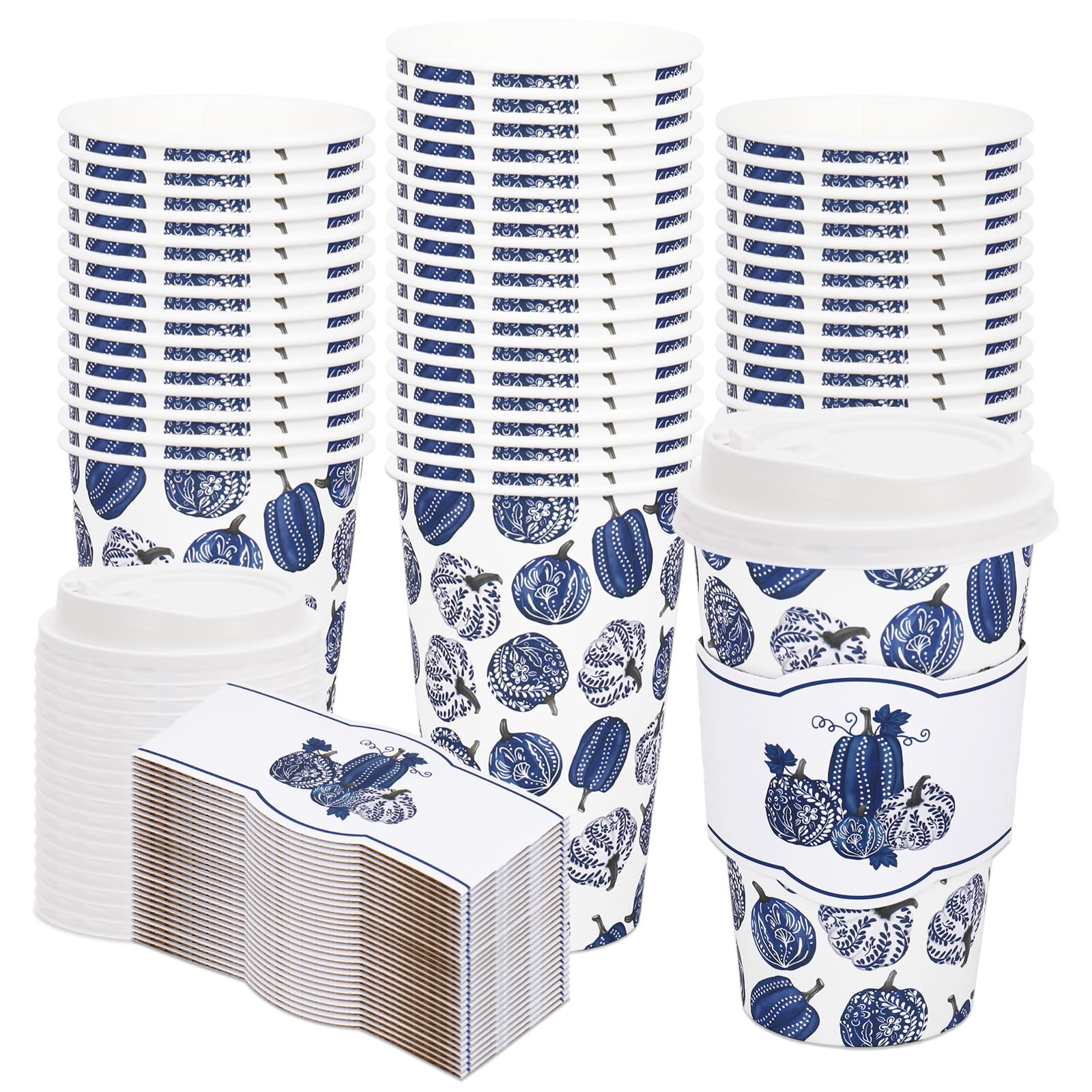 Gobelets café jetables automne à motif citrouille florale pour vos brunchs de Thanksgiving