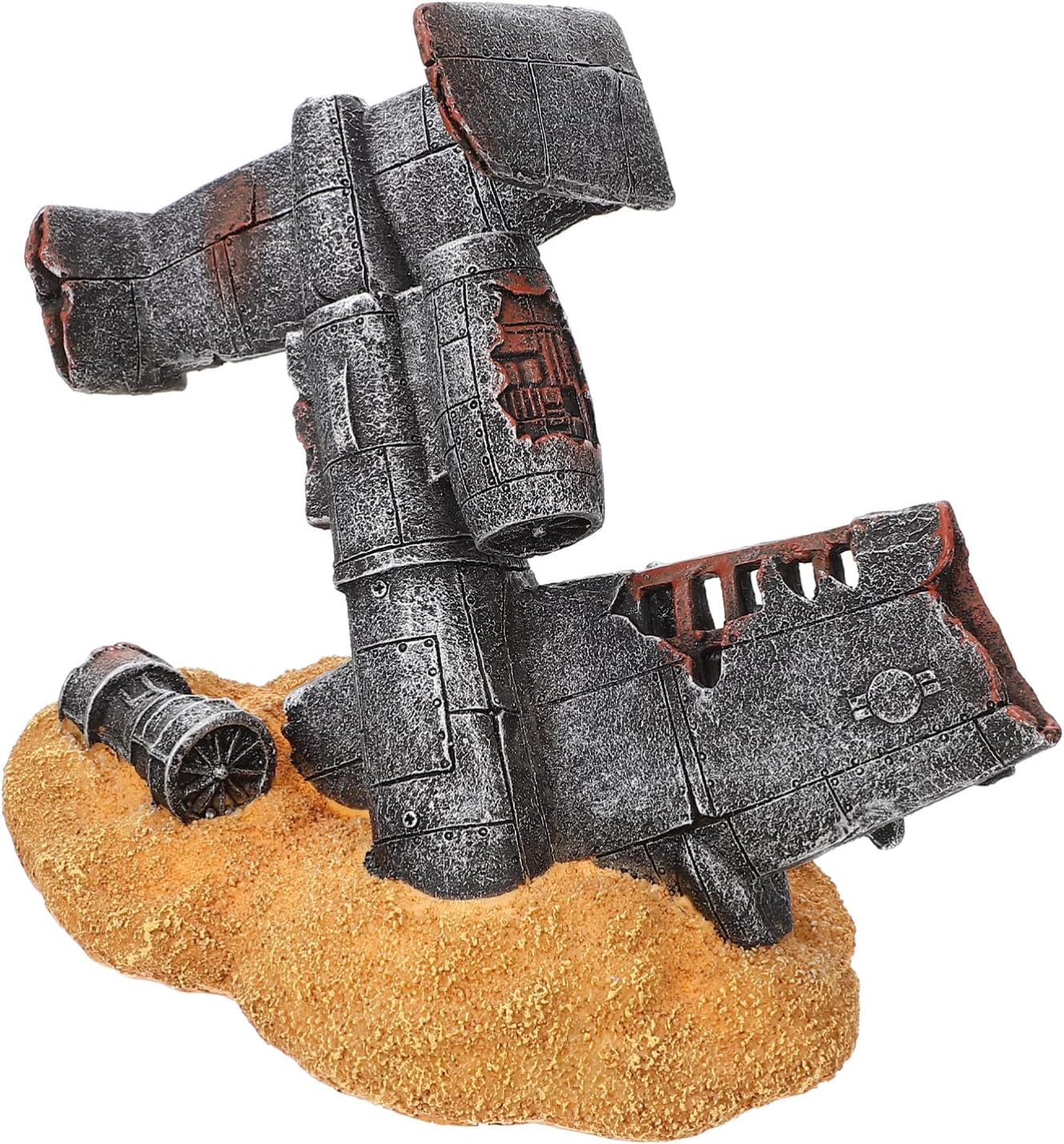 POPETPOP Resin Fish Tank Ornament, Crashed Plane Decorations Plane Wreck Ornament Wreckage