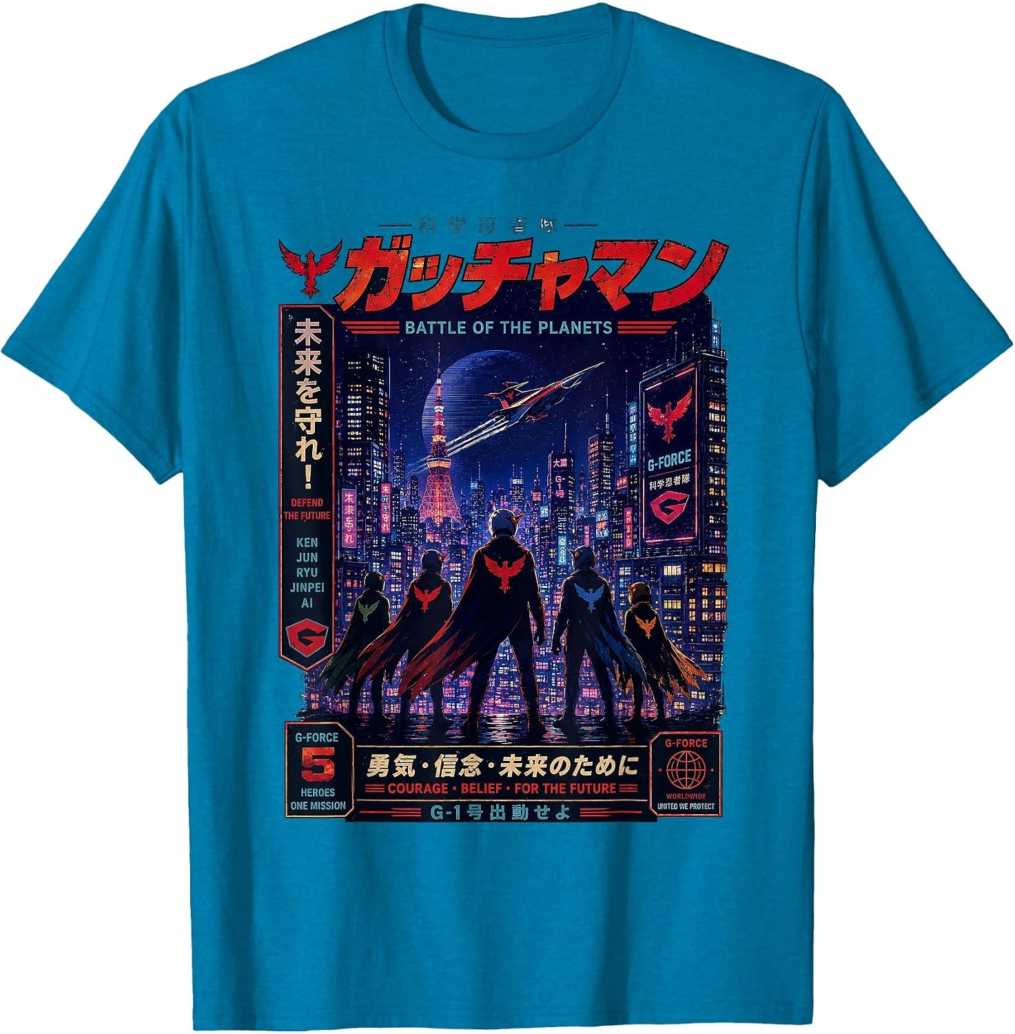 Battle of The Planets Retro Cyberpunk City Night Graphic T-Shirt image 5