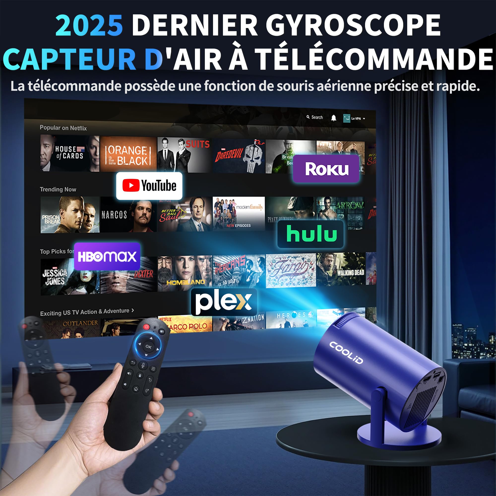 [Apps intégrées & 2026 Upgraded] Mini Vidéoprojecteur Supporte 4K 1080P avec 5G WiFi 6 Et BT 5.2 Le Projecteur Soutien Rotation 180° Portable Projecteur Video Applicable Laptop/HDMI/TV Stick,Violet