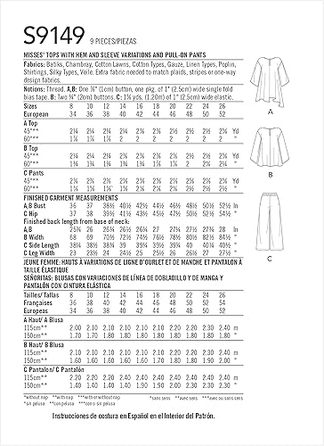 Miniatura 3 de Simplicity Patrón de costura S9149 - Tops y pantalones de señorita, tamaño: K5 (8-10-12-14-16)