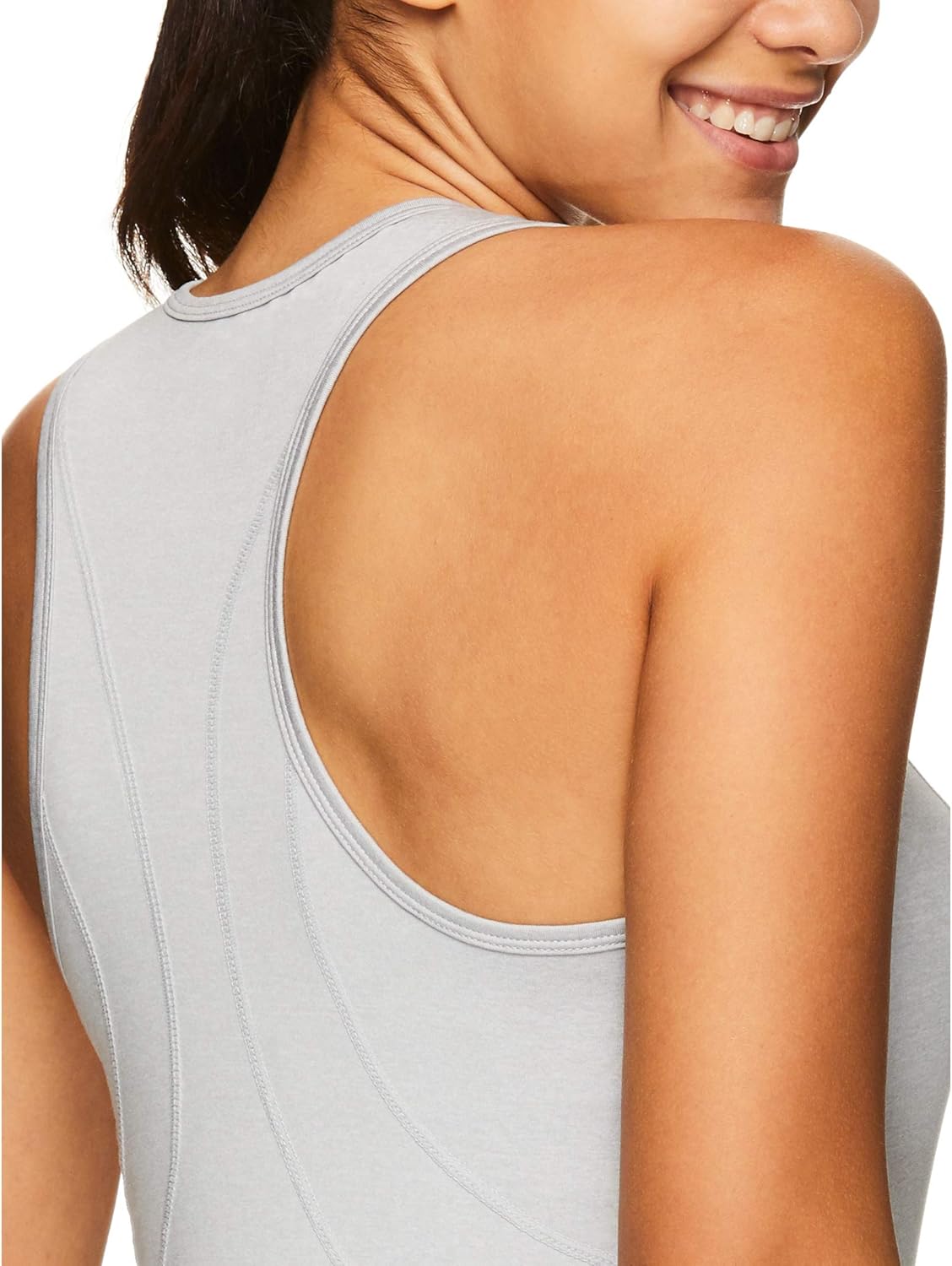 Reebok Women's Running & Workout Tank Top - Dynamic Fitted Performance Racerback Active Gym Shirt - Grey Stone Heather, Large