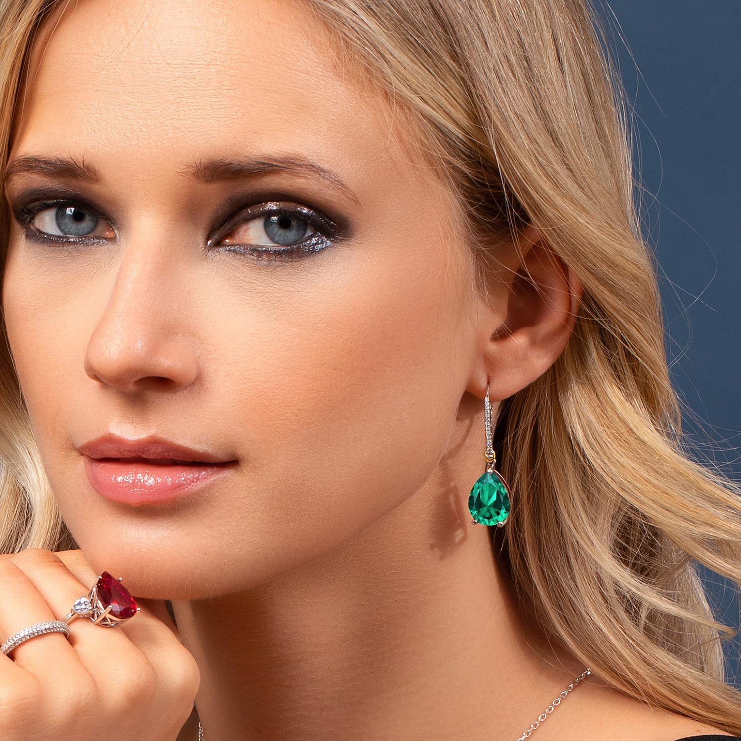 Gem Stone King 12-22 Cttw Gemstone Birthstone and White Moissanite Teardrop Drop Dangle Earrings For Women | 925 Sterling Silver and 10K Yellow Gold | Pear Shape 16X12MM