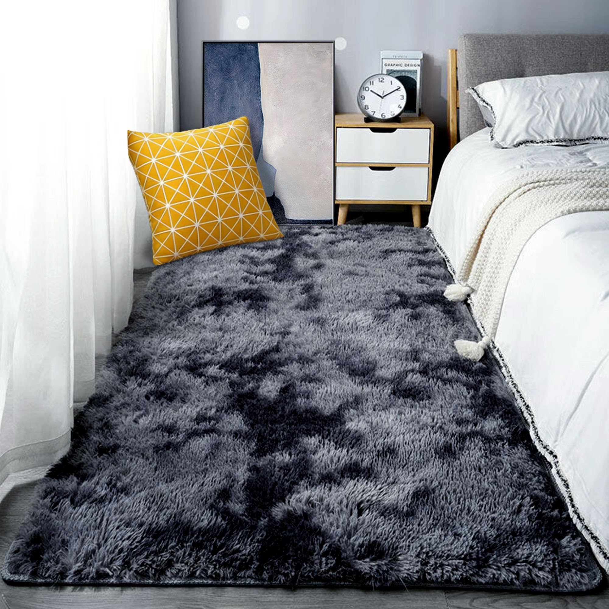Tapis de salon lavable en machine 190x220 cm grand format facile à nettoyer