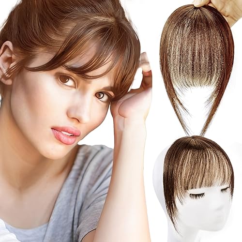 Flequillo de clip de cabello humano 100% real, flequillo de clip para mujer, uso diario, flequillo sintético, flequillo frontal, flequillo delgado,