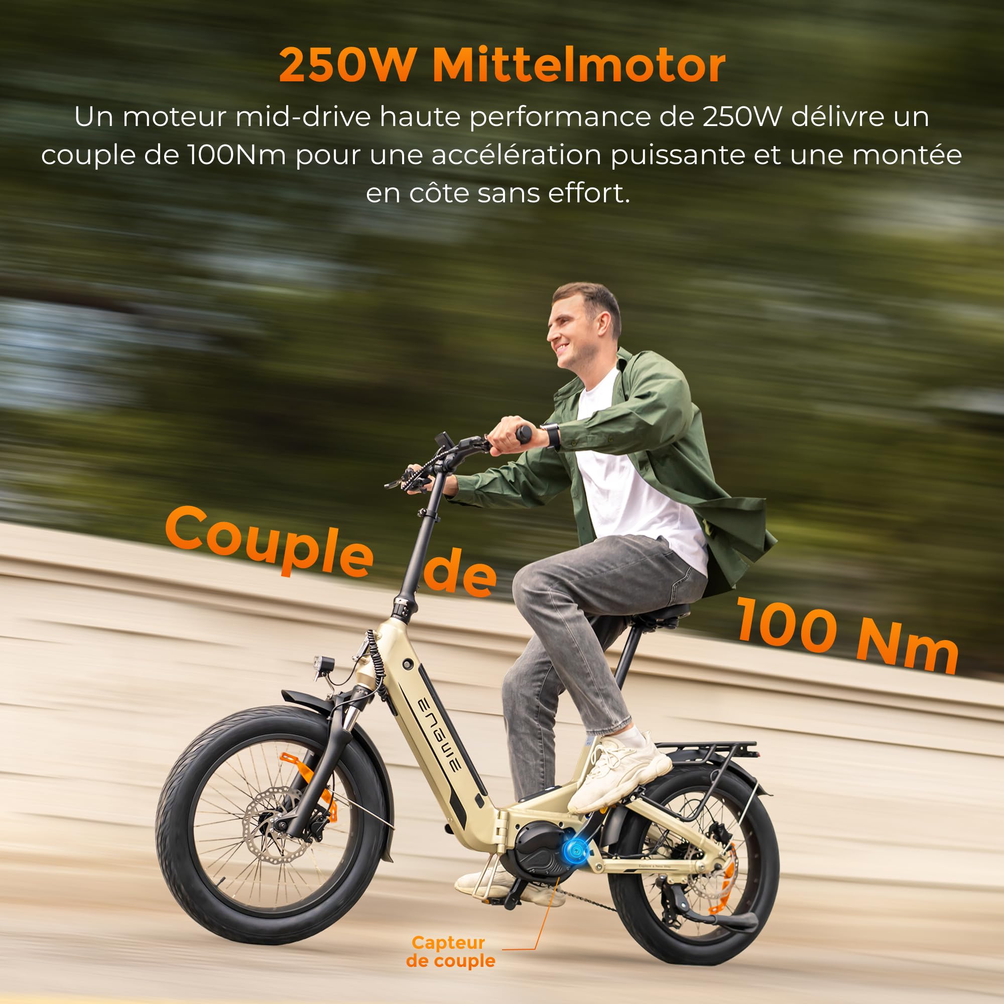 ENGWE Vélo Électrique 48V 15Ah 160km Capteur de Couple Freins Hydrauliques Pneus 20x3.0 2 Heures Charge