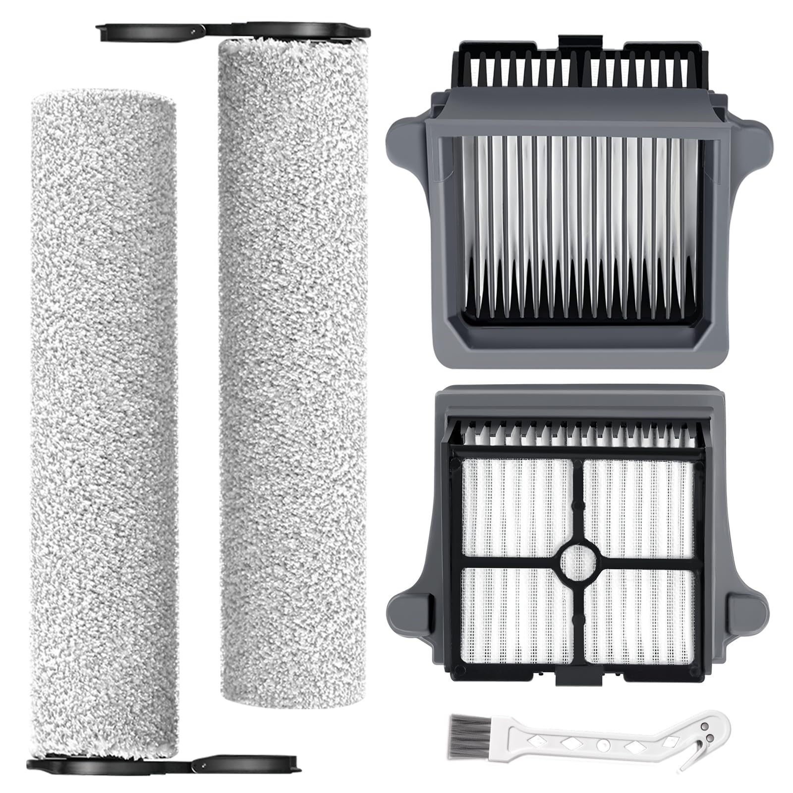 Only Floor ONE S7 Steam Roller Brush Replacement and Vacuum Filter Kit Compatible with Tineco Floor ONE S7 Steam Cordless Wet Dry Vacuum Replacement Parts,2 Roller Brushes,2 Filters,1 Cleaner Brush