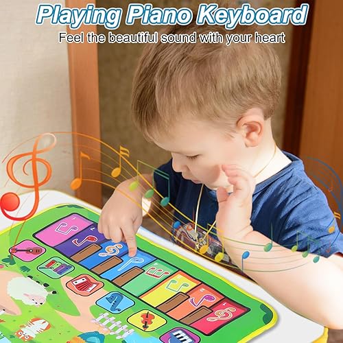 Miniatura 5 de Love&Mini Instrumentos musicales para niños pequeños de 1 a 3 años, tapete musical para bebé con tambor, 6 instrumentos musicales y 8 sonidos de