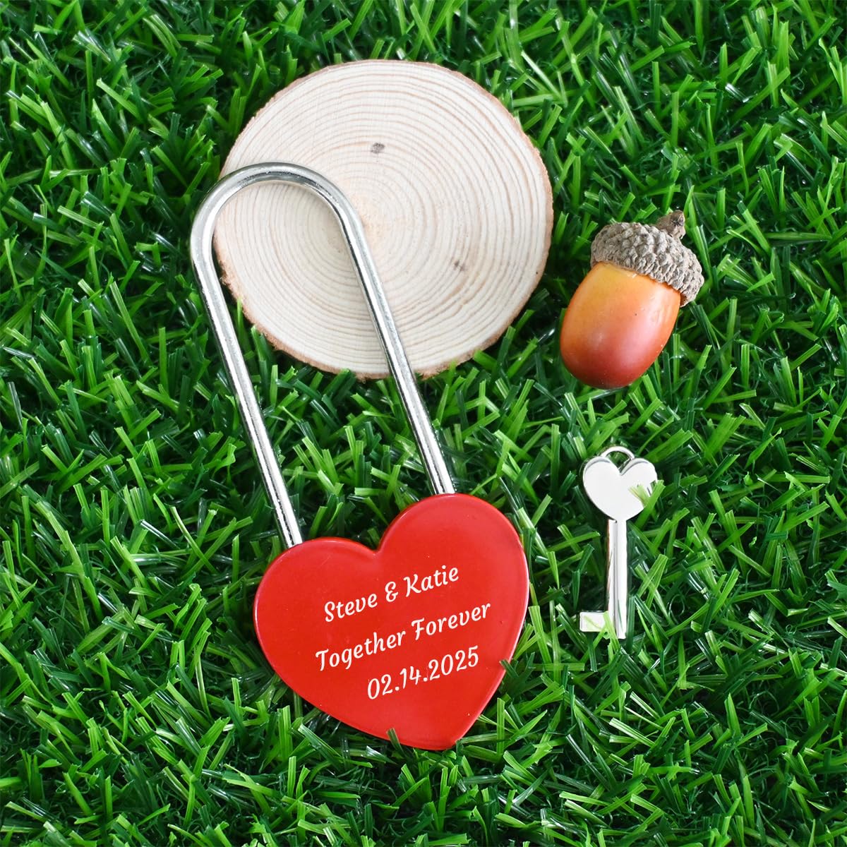 HaEnLab Personalized Brass Love Padlock, Engraved Bridge Padlock with Name, Wedding Annivesary Gift, Custom Wish Love Lock, Gift for Couples, Valentine's Day Gifts,Girlfriend Gift, Red