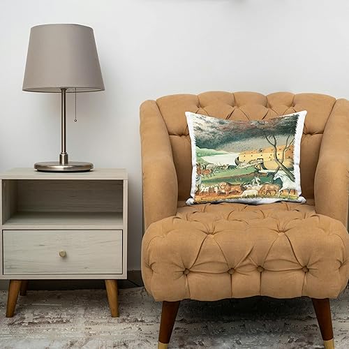 Miniatura 3 de 3dRose pc_164521_1 Funda de almohada de animales de la vendimia del Arca de Noé, religión, 16 x 16 pulgadas