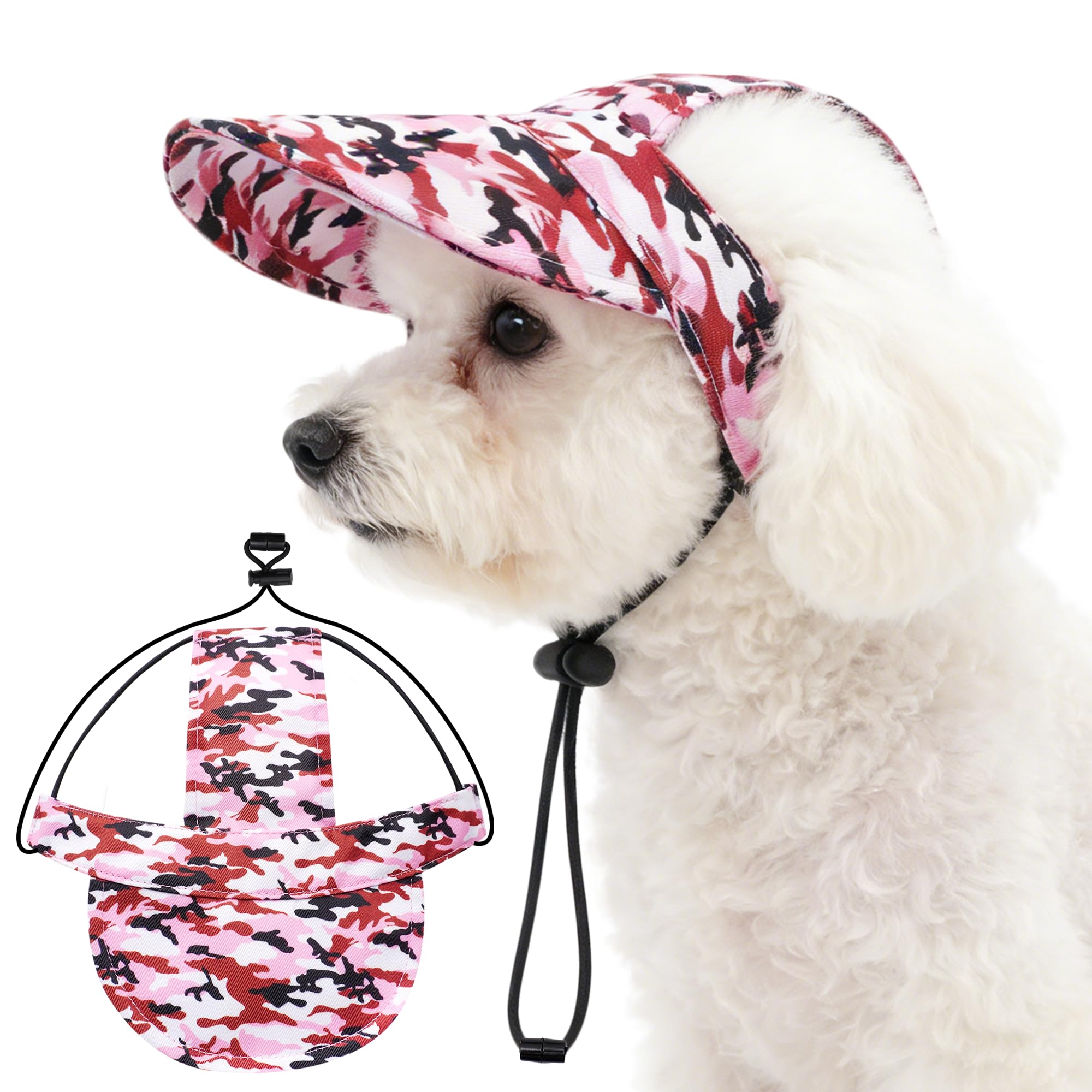 Casquette de baseball pour petit chien avec cordon réglable et visière anti-UV