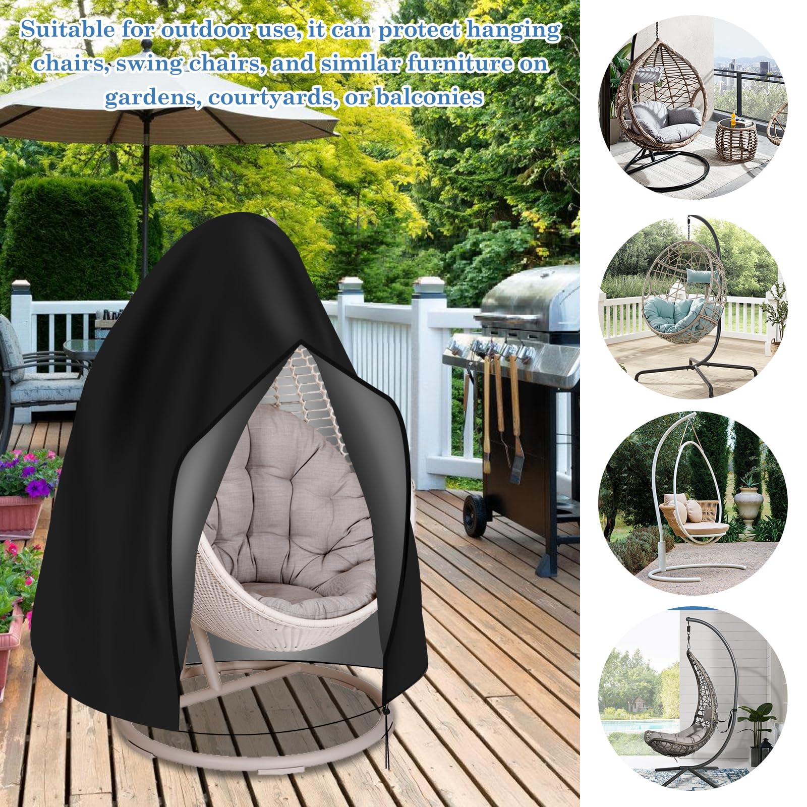 Copertura per poltrona sospesa, impermeabile Oxford: copertura per poltrona sospesa, resistente alle intemperie, resistente ai raggi UV, antistrappo, antipolvere (190 x 115 cm)
