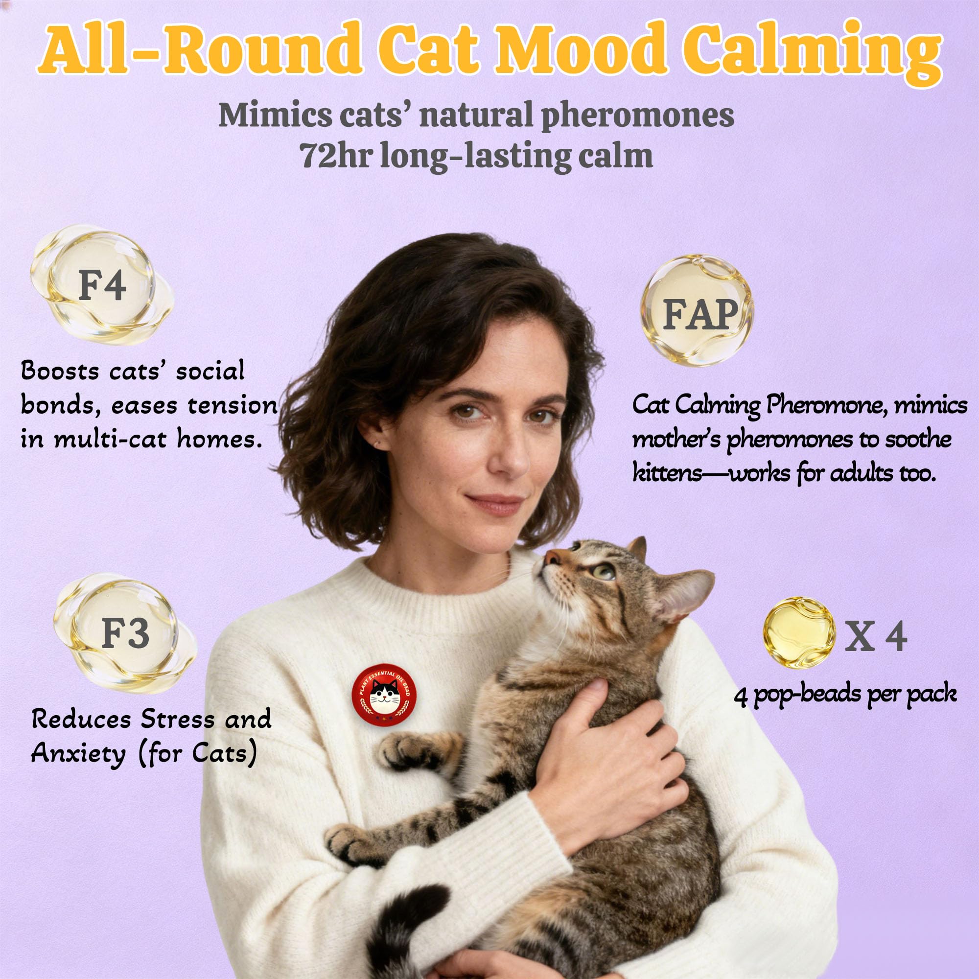 xcivi Pop Patch for Cat Calming Diffuser, Cat Anxiety Relief Stress Reduction, Cat Calming Pheromones Help Anxiety, Enhanced Calming, Cat Calming Patches for Travel, Car & Home Use - image 6