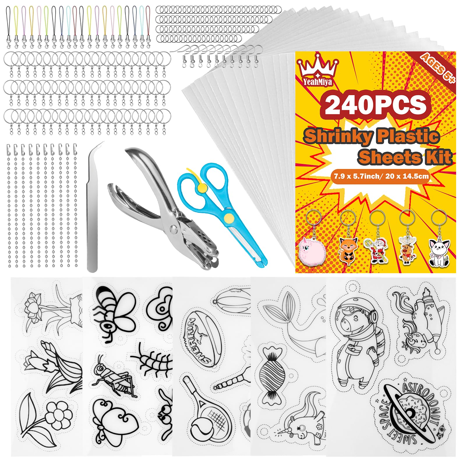 240pcs Shrinky Dink Sheets Kit Shrink Plastic Shrinky Dink - Main Image