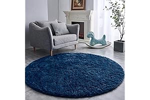 FJZFING: Round Area Rug, 6ft Navy Blue Plush Rug, Ultra-Soft for Kid's Room