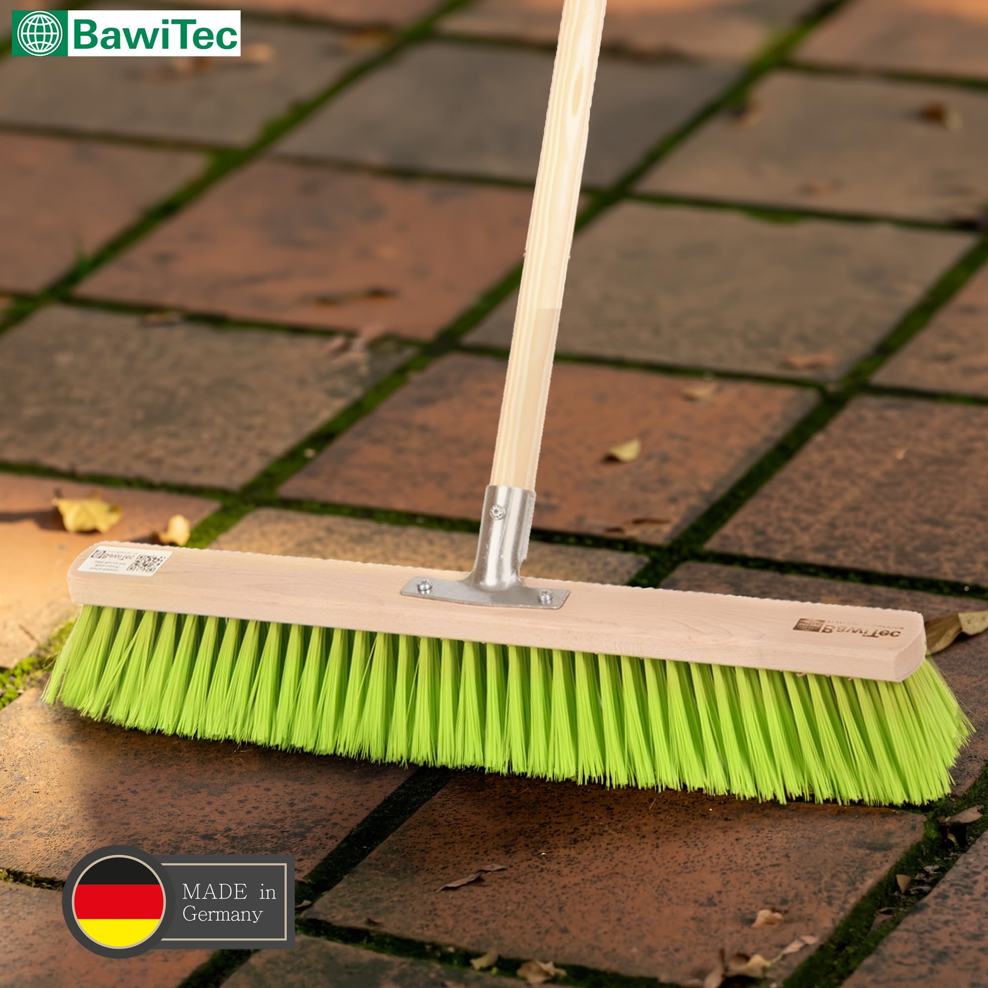 Profi Straßenbesen 60cm Neon-Grüne Borsten mit Stiel 160cm Besen Besenstiel